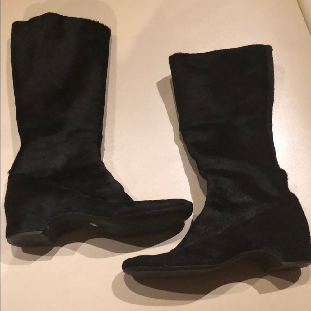 Donna Karen Black pony hair boots 8 1/2